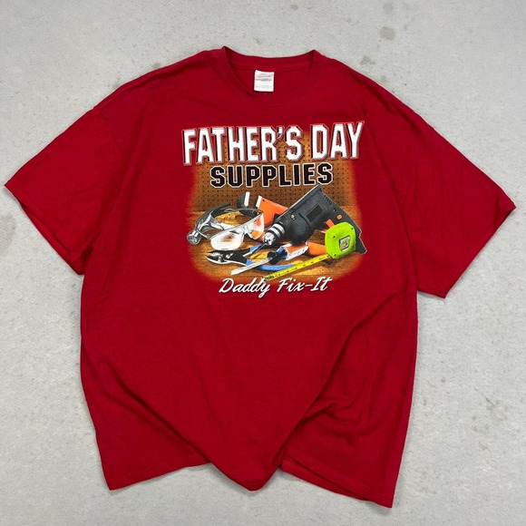 Gildan‎ Red Father's Day Supplies Daddy Fix It Graphic T Shirt 2XL Novelty Gift - Picture 2 of 7